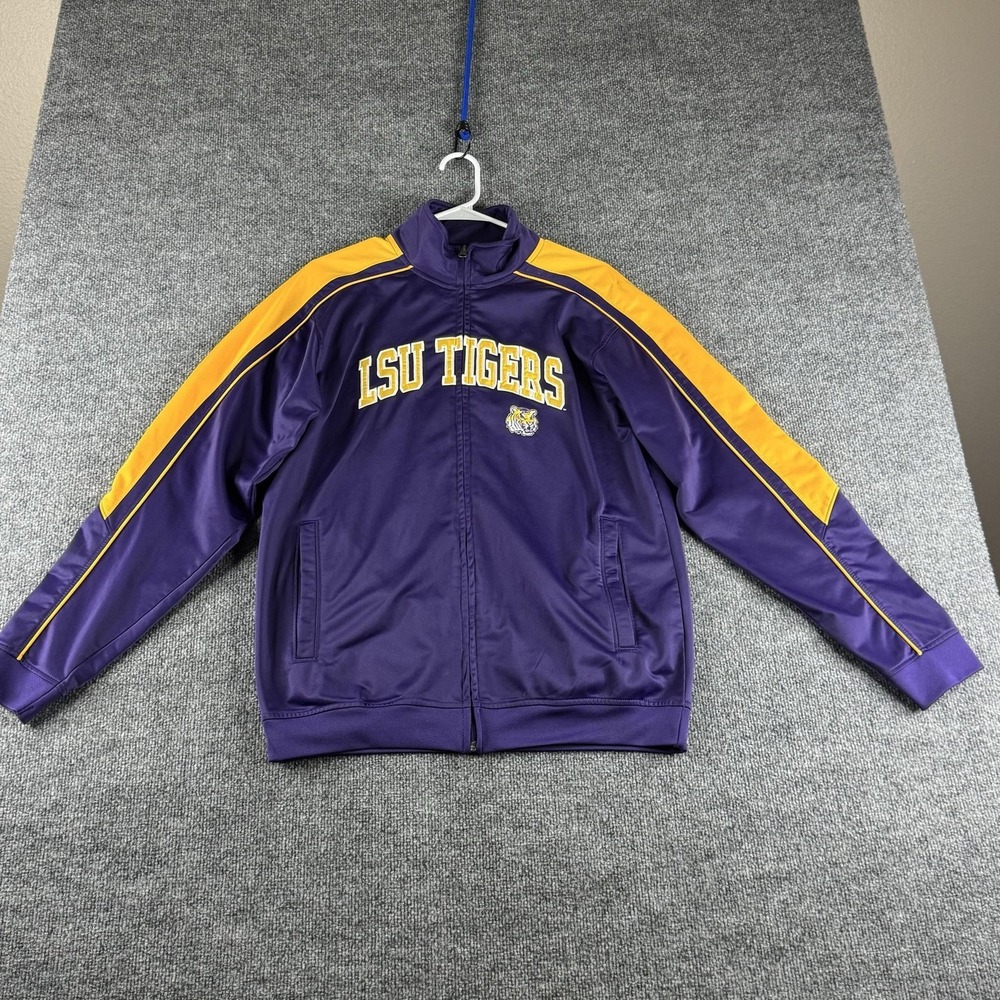 LSU Tigers Jacket Mens Small Purple Football NCAA Track Warm Up Full Zip